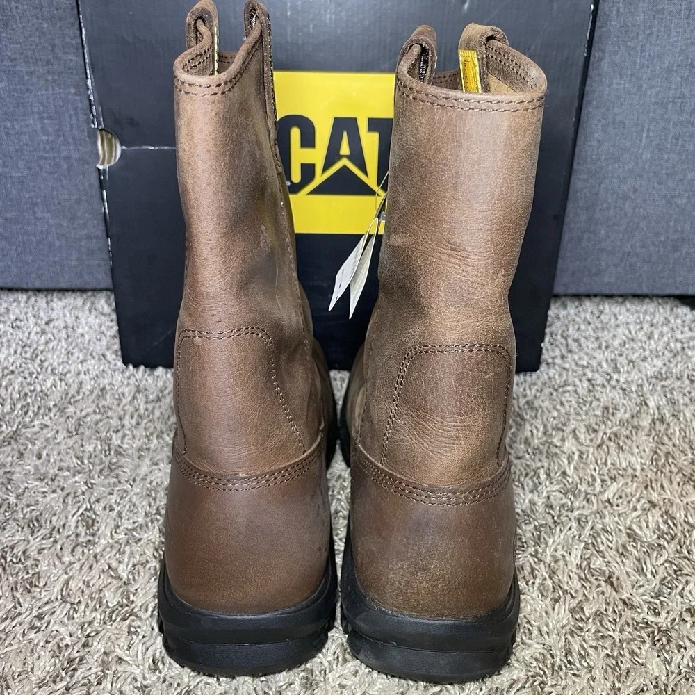 Caterpillar Drawbar Pull-On Steel Toe Work Boots Men's Size 11.5 Brown NEW
